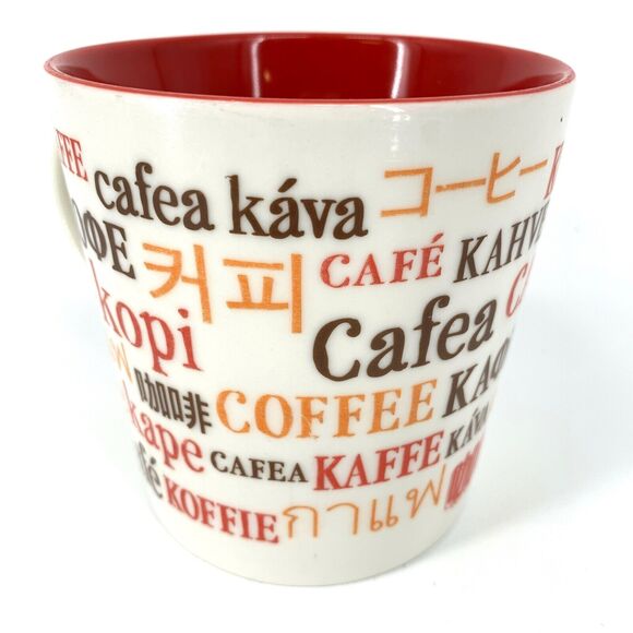 Starbucks Coffee Mug 2008 Multi-Lingual Kava Kopi Cafea Kapa 16oz 4" Orange - Picture 2 of 5